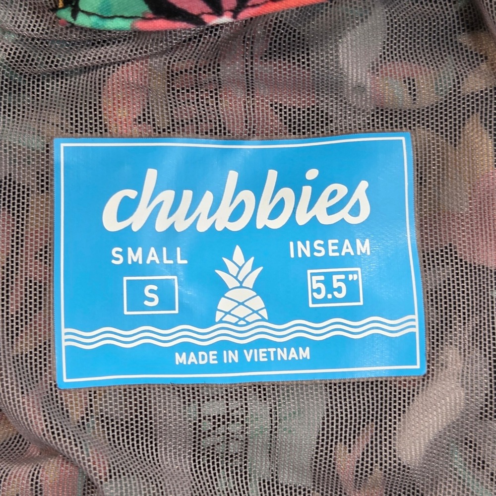 Chubbies Swim Trunks Mens Small Black Green Toucan Tropical Floral Print 5.5 In - Picture 3 of 9